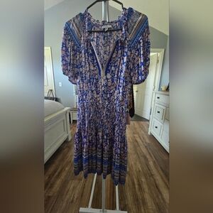 Current Air Blue and Purple Floral Midi Dress
